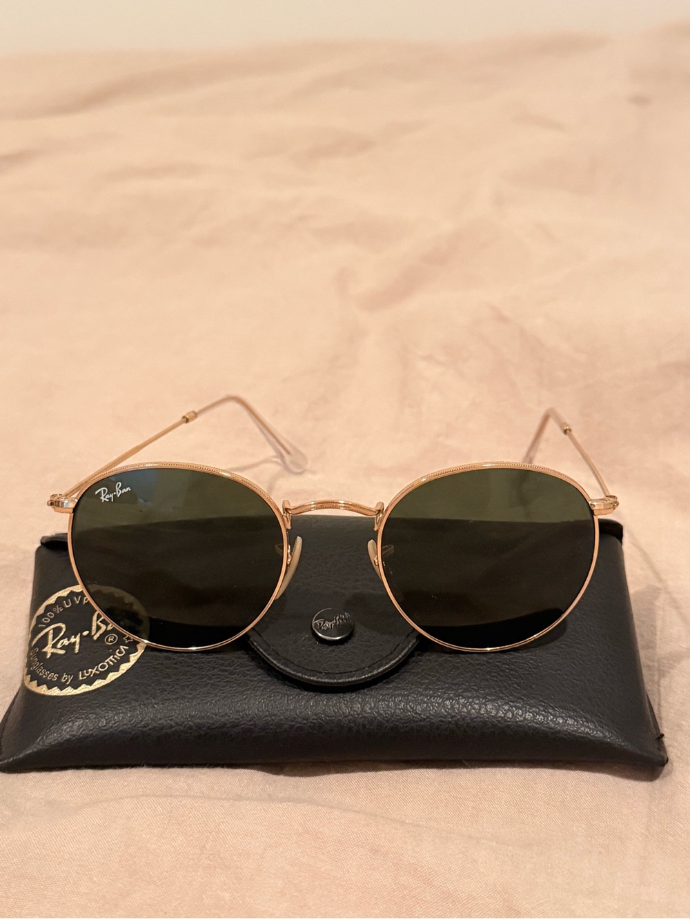 Ray-Ban Round Metal Sunglasses - Gold Frame with Dark Brown Lenses